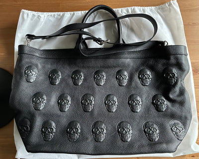 Ready to Ship Closet Sale - Iopelle Embossed Leather Skull Handbag - Agashi Shop